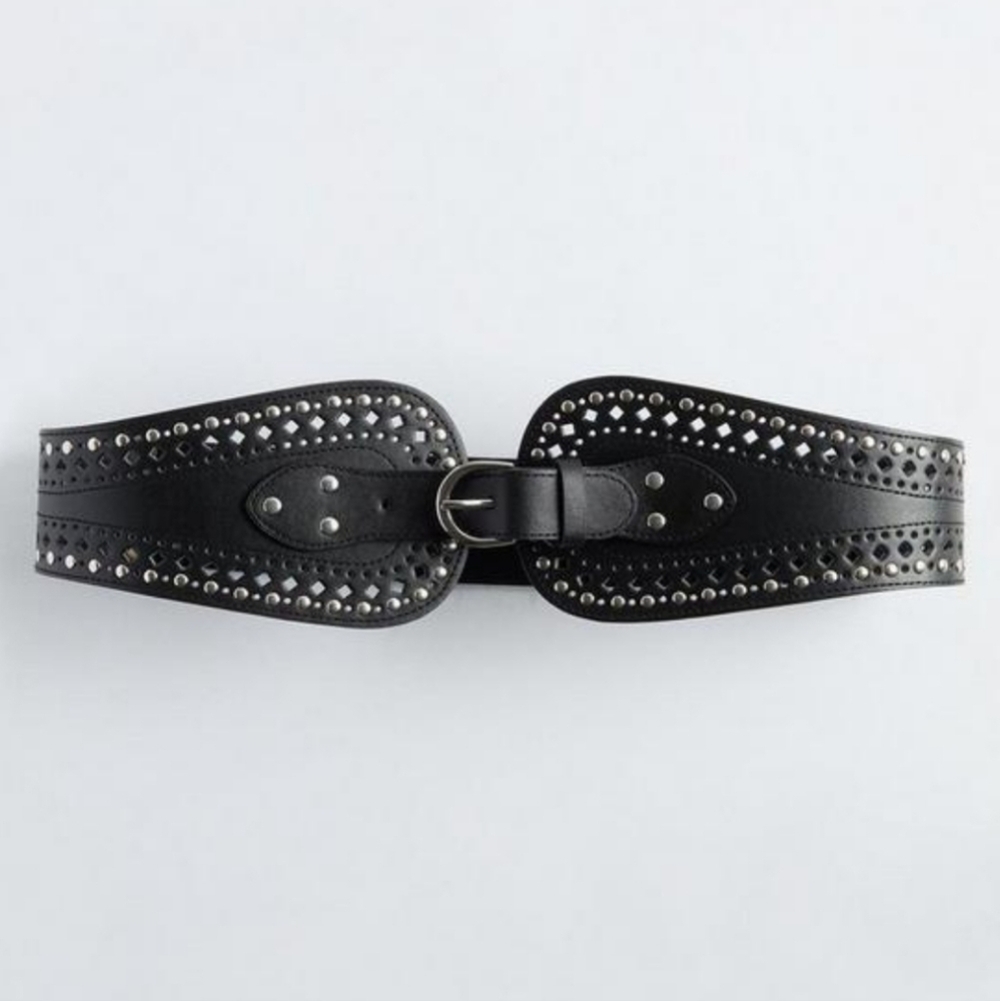 🆕️ 2X BLACK STUDDED & CUTOUT WAIST DEFINING BELT